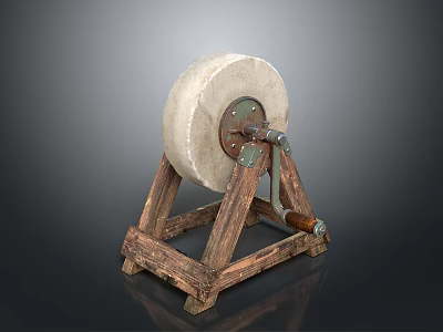 Traditional Hand Cranked Stone Grinding Tool For Art Paint Pigment Preparation 3d model
