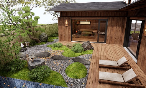 Modern Courtyard Homestay Courtyard Landscape 3d model