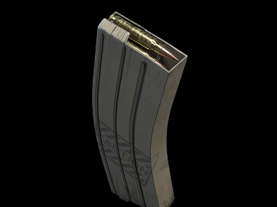 Weapon Magazine Made Of Metal With Texture Holding Shiny Bullets 3d model