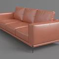 Modern Brown Leather Three Seater Sofa With Sleek Design And Comfortable Seating 3d model