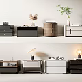 Modern Stylish Nightstands In Different Colors With Various Designs Materials And Decorative Lamps Books
