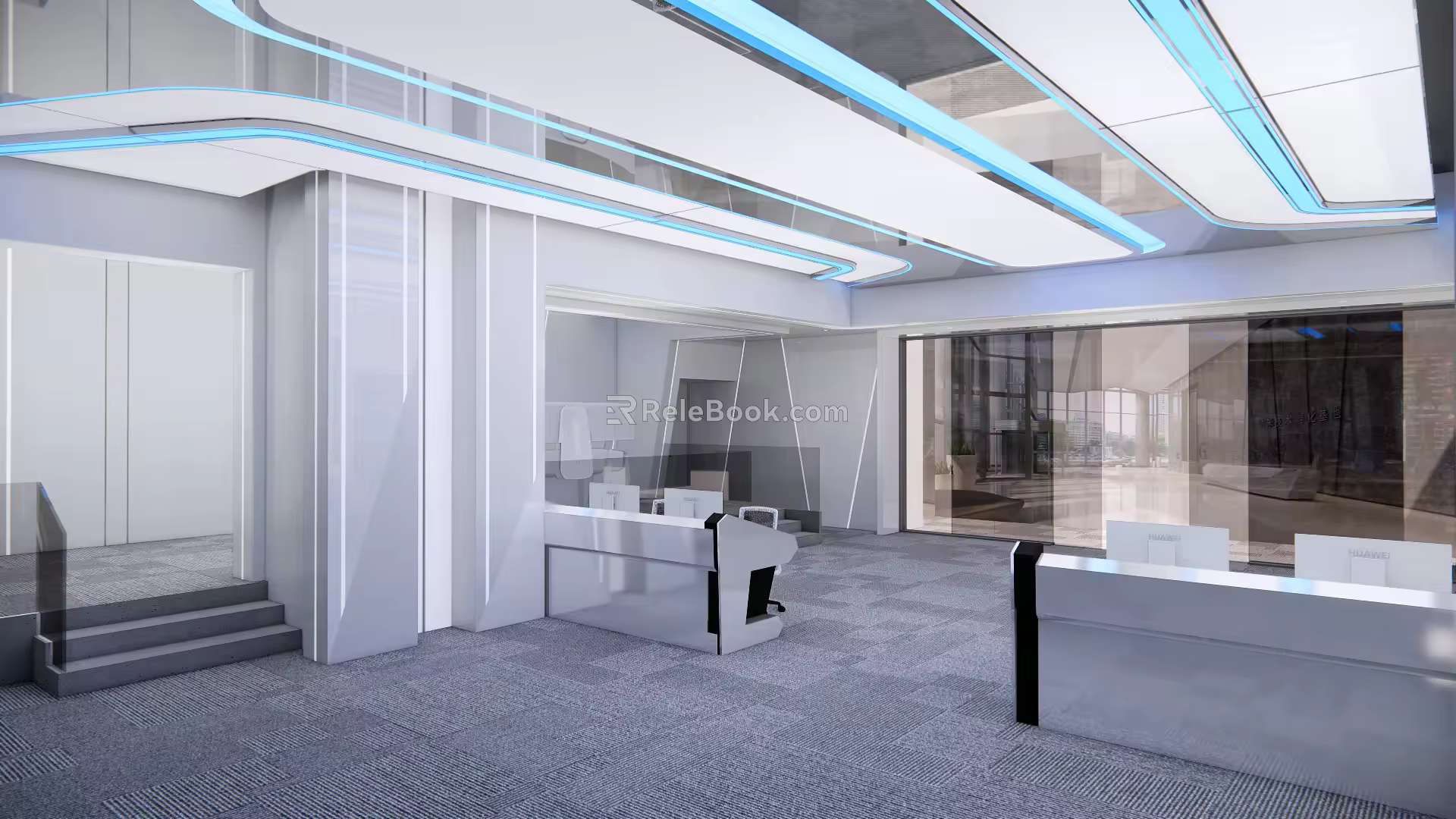 modern monitoring room 3d model