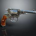 Vintage Revolver With Wooden Grip And Polished Metal Frame On Black Background