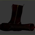 Stylish Red High Top Boots With Yellow Stitching And Dark Soles