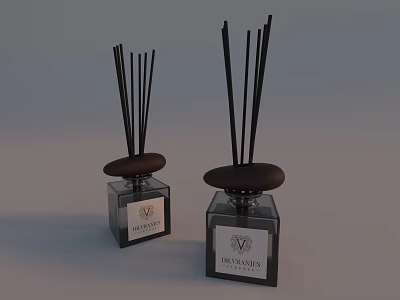 Luxe Scents Reed Diffuser Fragrance Cosmetics Square Bottle Black Cap Design 3d model