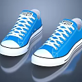 Blue Canvas Casual Sneakers with White Laces Soles Toe Caps and Label on Tongue