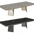 Modern Dining Tables With Speckled Terrazzo And Veined Marble Tops And Geometric Legs Design