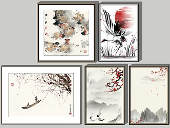 New Chinese Landscape Painting Decorative Hanging Painting 3d model