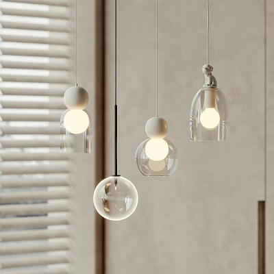 Modern Stylish Pendant Lights With Glass Shades Spherical Design And Warm Lighting 3d model