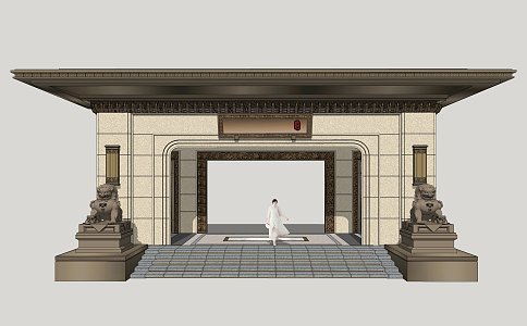 new chinese style gate 3d model