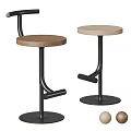 Modern Bar Stools With Wooden Round Seat And Metal Frame Footrest Design