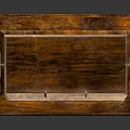 Vintage Wooden Tray With Metal Brackets And Carved Wood Grain Base Decorative Design