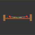 Colorful Wooden Xylophone with Multicolored Keys and Red Mallets on Dark Glossy Surface
