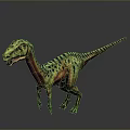 Colorful Striped Dinosaur 3D Model Standing With Open Mouth And Detailed Features