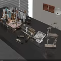 Luxury Perfumes Cosmetics On Black Tabletop With Transparent Display Rack Gold Lipsticks Deer Ornament