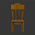 Classic Wooden Chair With Vertical Slats Backrest And Striped Fabric Seat Cushion