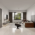 Modern Living Dining Room Interior Design With Chandelier Sofa TV And Large Window