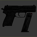 Black Tactical Pistol with Detachable Magazine Metallic Finish and Ergonomic Grip on Dark Isolated Background