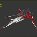 Futuristic Red And White Sci Fi Spacecraft Model With Sharp Wings And Aerodynamic Design 3d model