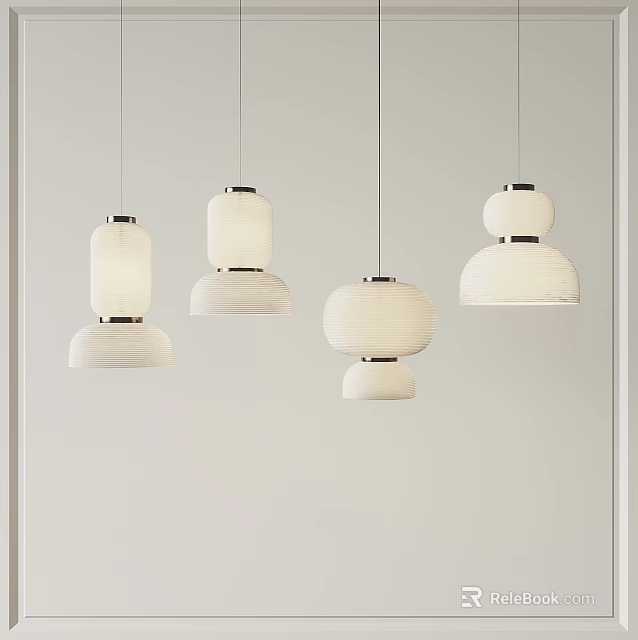 Modern Minimalist White Pendant Lights Hanging Design for Interior Decor 3d model
