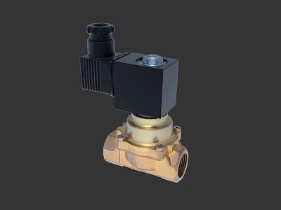 Industrial Solenoid Valve With Brass Body Electromagnetic Coil And Connection Port 3d model