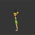 Animated Fairy Character with Golden Hair Green Dress and Spiral Wings for Game Movie