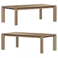 Simple Solid Wood Dining Table With Rectangular Top And Sturdy Legs Design 3d model