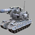 Modern Military Tank with Large Missile Launcher Tracked Chassis and Antenna