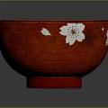 Hand Carved Red Bowl With White Cherry Blossom Artistic Carving Patterns