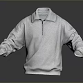 Gray Casual Sweatshirt With Collar Zipper And Long Sleeves Design