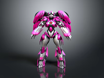 Pink Silver Biomechanical Robot Character Design With Mechanical Armor And Streamlined Structure 3d model