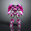 Pink Silver Biomechanical Robot Character Design With Mechanical Armor And Streamlined Structure 3d model