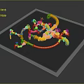 Yellow Plastic Pipe Model With Red Valves On Black Base