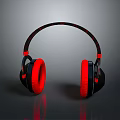 Red And Black Over Ear Computer Headphones With Ergonomic Design And Soft Ear Cushions