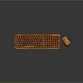 Wooden Electronic Keyboard And Mouse Set For Computer Peripherals Use 3d model