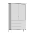 Modern White Display Cabinet With Glass Doors Storage Shelves And Drawers