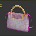 Stylish White and Pink Bag with Pink Handle Gold Metal Accents and Adjustable Shoulder Strap