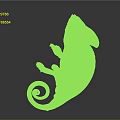 3D Rendered Chameleon with Grayish Purple Body Coiled Tail Posed on Dark Background
