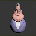 Cartoon Woman With Gray Hair Glasses Purple Coat Rounded Shape And Smiling Expression