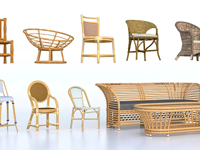 Stylish Rattan Outdoor Chairs Various Designs for Garden and Patio Use 3d model