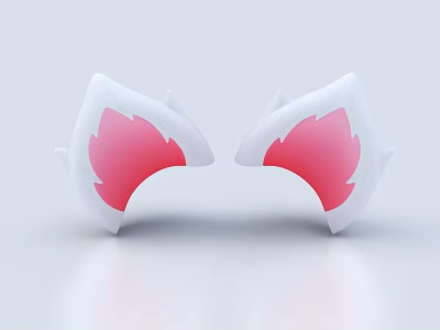 White Single Sofa With Pink Inner Fox Ear Shaped Cushions On Light Background 3d model