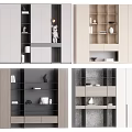 Various Modern Bookcase Designs With Open Closed Storage And Decorative Elements 3d model