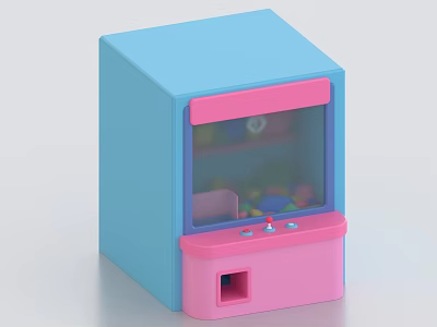 Commercial Claw Machine With Blue Pink Body Transparent Window And Colorful Balls 3d model