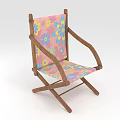 Leisure Chair With Wooden Frame Colorful Floral Pattern And Fabric Seat Armrests