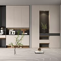Modern Minimalist Shoe Cabinet Design With Storage Shelves And Decorative Plants