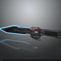 Futuristic Sci Fi Weapon Knife With Blue Red Glowing Elements And Metallic Tech Design 3d model