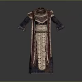 Traditional Robe With Intricate Patterns Dark Base And Red Gold Decorative Details