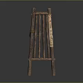 Traditional Handcrafted Wooden Rack With Vertical Slats Four Legged Base And Decorative Rope