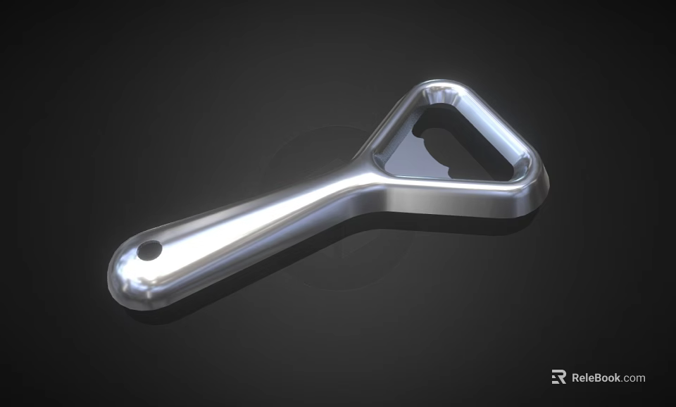 Durable Silver Metal Bottle Opener With Ergonomic Handle For Household Use 3d model 