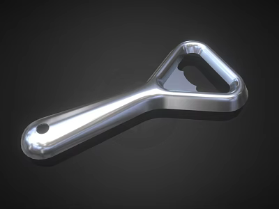 Durable Silver Metal Bottle Opener With Ergonomic Handle For Household Use 3d model